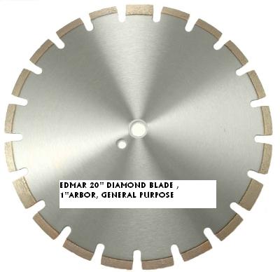 Edmar GEM9000 20" Diamond Blade, 1" arbor